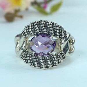 JR9638 Michael Dawkins 925 Sterling Silver Amethyst bead set ring 13.8g s7.75